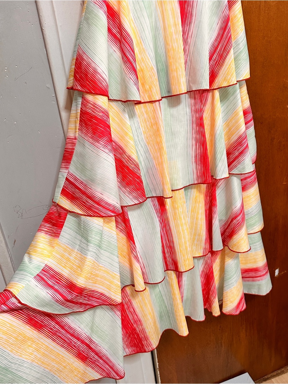 L'ATISTE Multicolor Striped Maxi Dress with Belt